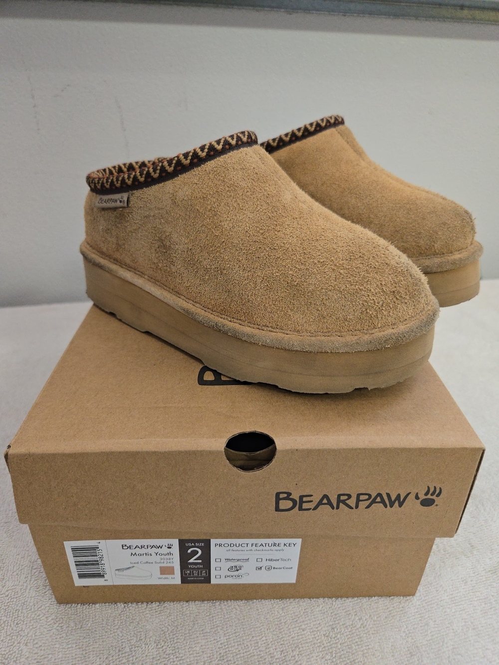 🐻BearPaw Kids Tan Suede Mule Slippers🐻